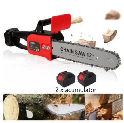 Motosierra Eléctrica, con 1 x Espada de 31 cm (12 PULGADAS), 1 x Cadena, 2 x Baterías de 48 V, Bolsa de Transporte de REGALO