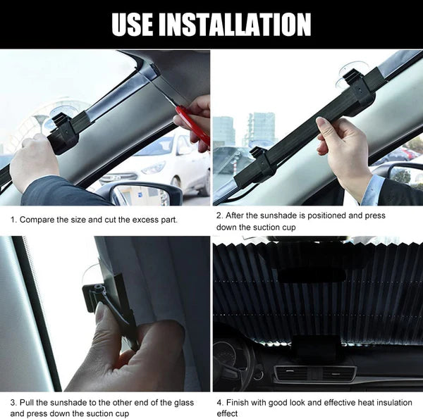 1+1 GRATIS: Parasoles para Auto Tipo Acordeón, Universal, Retráctil, con Fijación por Ventosas, 65 cm